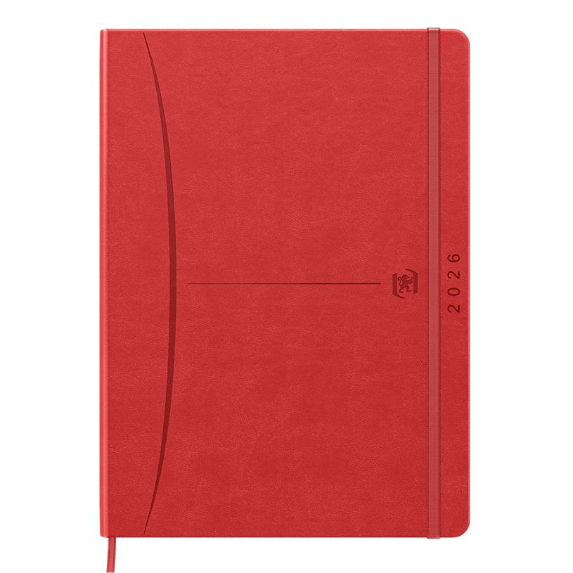 3147280267925-Agenda à élastique Signature - 1 semaine sur 2 pages - 21 x 27 cm - rouge - Oxford--0