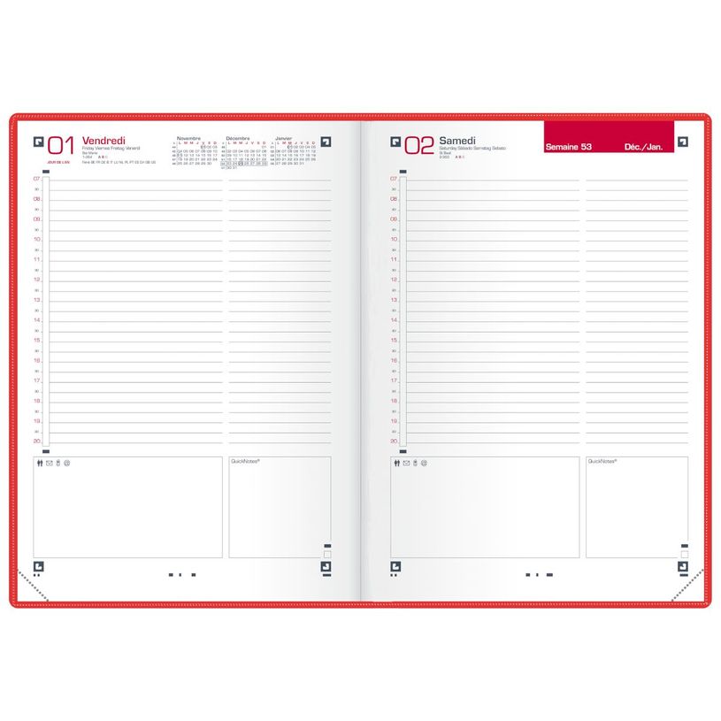 3147280268205-Agenda Voyage - 1 jour par page - 15 x 21 cm - rouge - Oxford--1