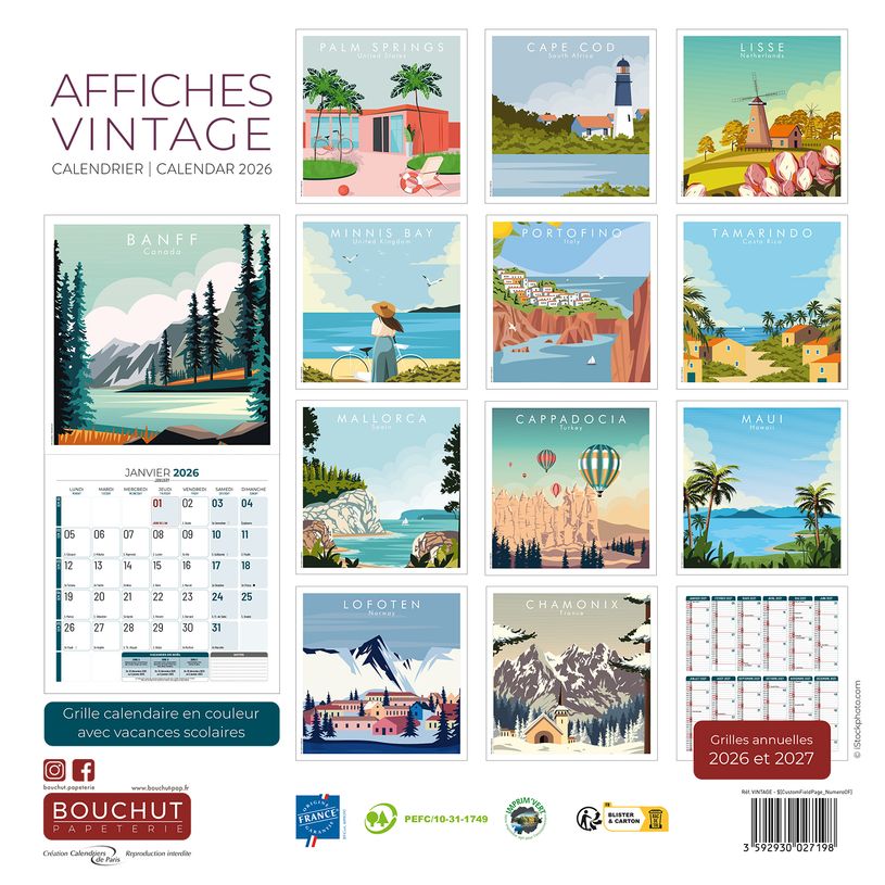 3592930029291-Calendrier illustré BOUCHUT 30 x 30 cm VINTAGE Pefc 70 %--2