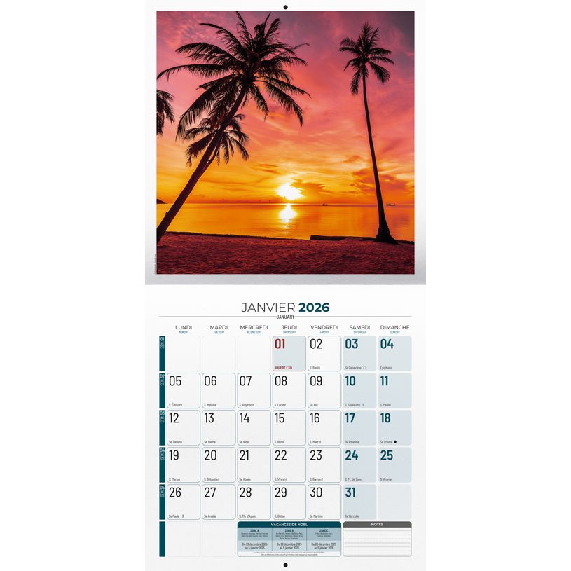 3592930027044-Calendrier illustré BOUCHUT 30 x 30 cm DESTINATIONS DE REVE Pefc 70 %--1