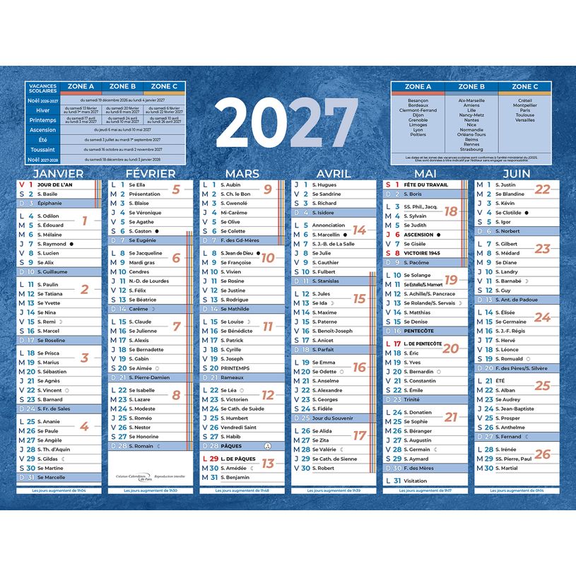 3592930028560-Calendrier bancaire année civile BOUCHUT "205 Bleu" 13,5 x 17,5 cm coloris bleu Pefc 70 %--0