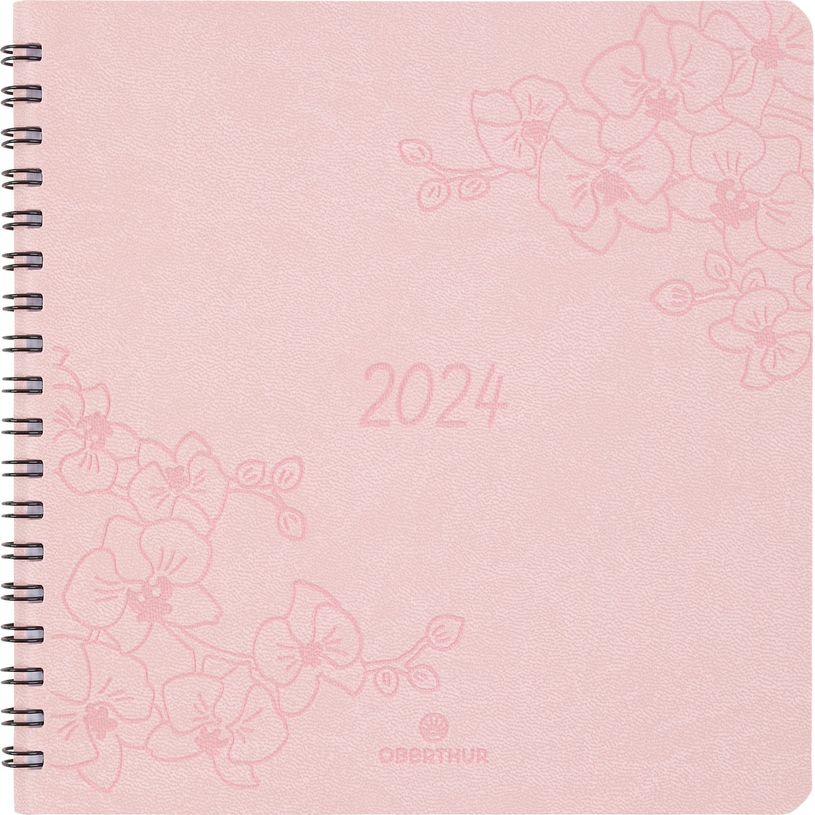 3664447157412-Agenda à spirale Primrose - 1 semaine sur 2 pages - 16 x 16 cm - rose - Oberthur-P_405149150_1-0