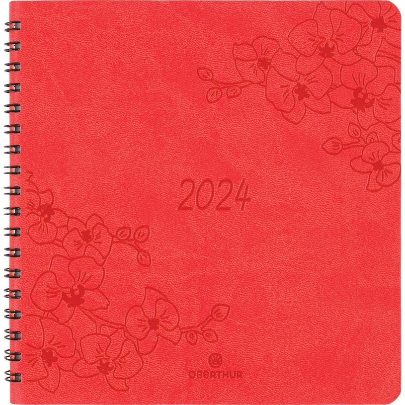 3664447157429-Agenda à spirale Primrose - 1 semaine sur 2 pages - 16 x 16 cm - corail - Oberthur-P_405149151_1-0