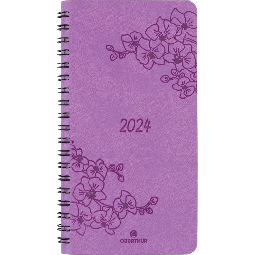3664447157450-Agenda de poche spiralé Primrose - 1 semaine sur 2 pages - 9,5 x 17 cm - lilas - Oberthur-P_405149154_1-0