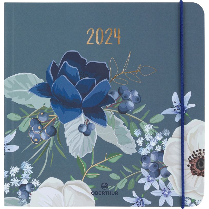 3664447158150-Agenda Giverny - 1 semaine sur 2 pages - 16 x 16 cm - bleu - Oberthur-P_405149275_1-0