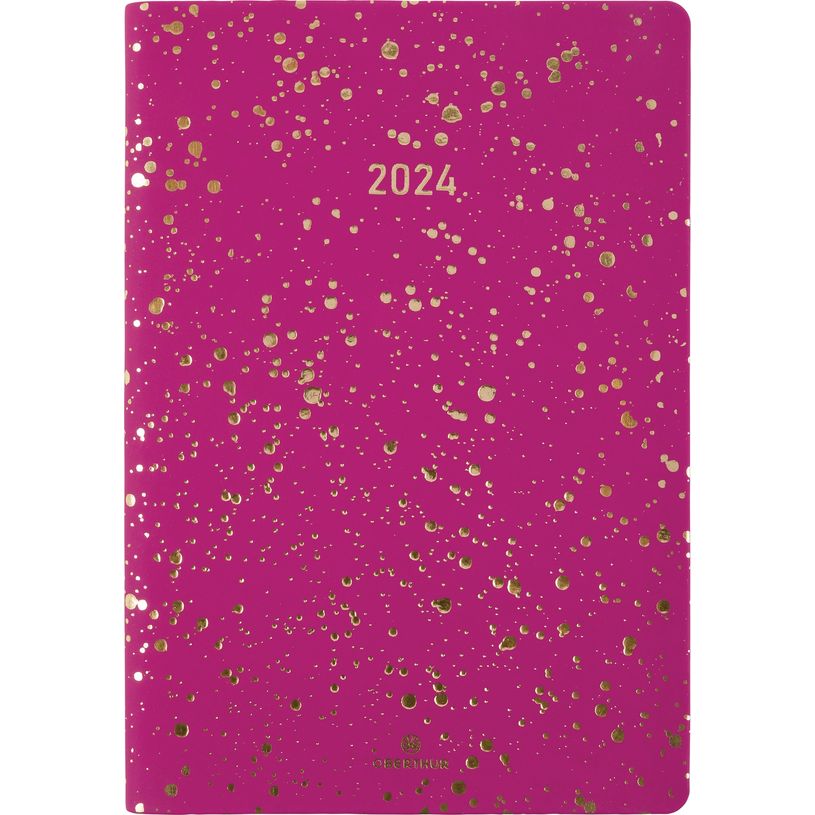 3664447156002-Agenda Céleste - 1 semaine sur 2 pages - 17 x 24,5 cm - fuchsia/or - Oberthur-P_405149299_1-0