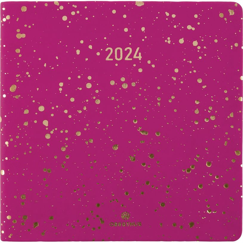 3664447156040-Agenda Céleste - 1 semaine sur 2 pages - 16 x 16 cm - fuchsia/or - Oberthur-P_405149304_1-0
