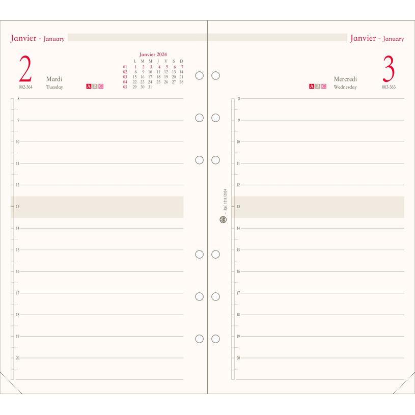 3664447156361-Oberthur - Recharge pour organiseur - 1 jour par page - 9,5 x 19,5 cm-P_405149368_1-0