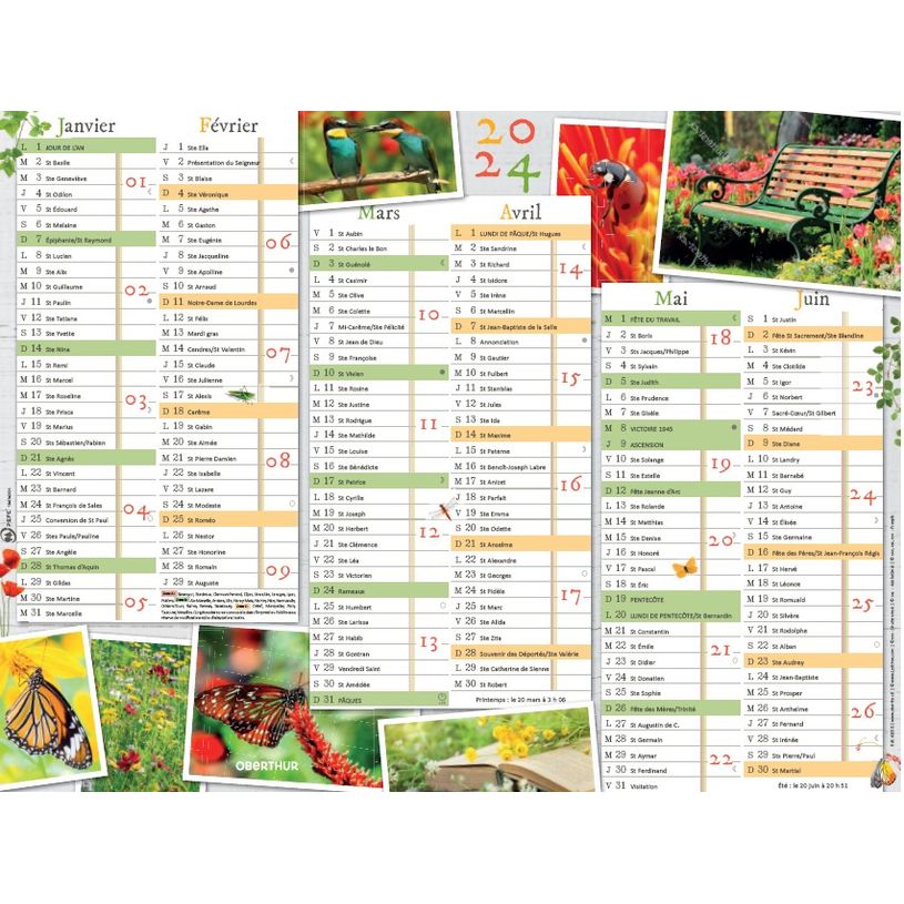 3664447151465-Calendrier Jardin calme - 6 mois par face - 32 x 42 cm - Oberthur-P_405149373_1-0