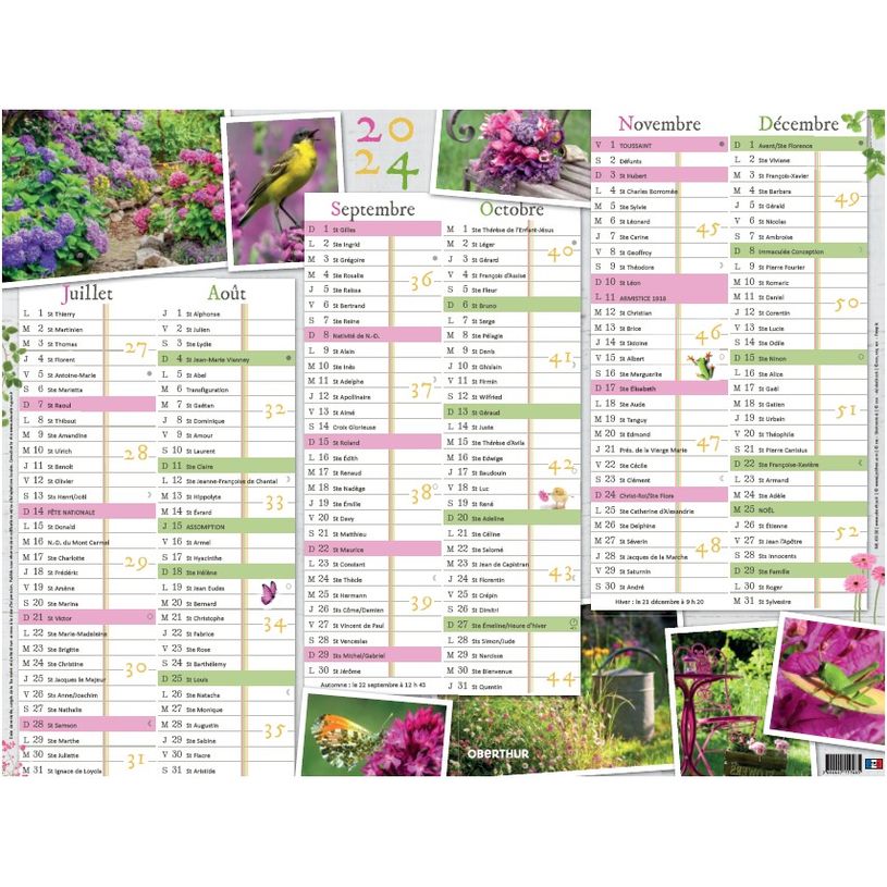 3664447151465-Calendrier Jardin calme - 6 mois par face - 32 x 42 cm - Oberthur-P_405149373_2-1