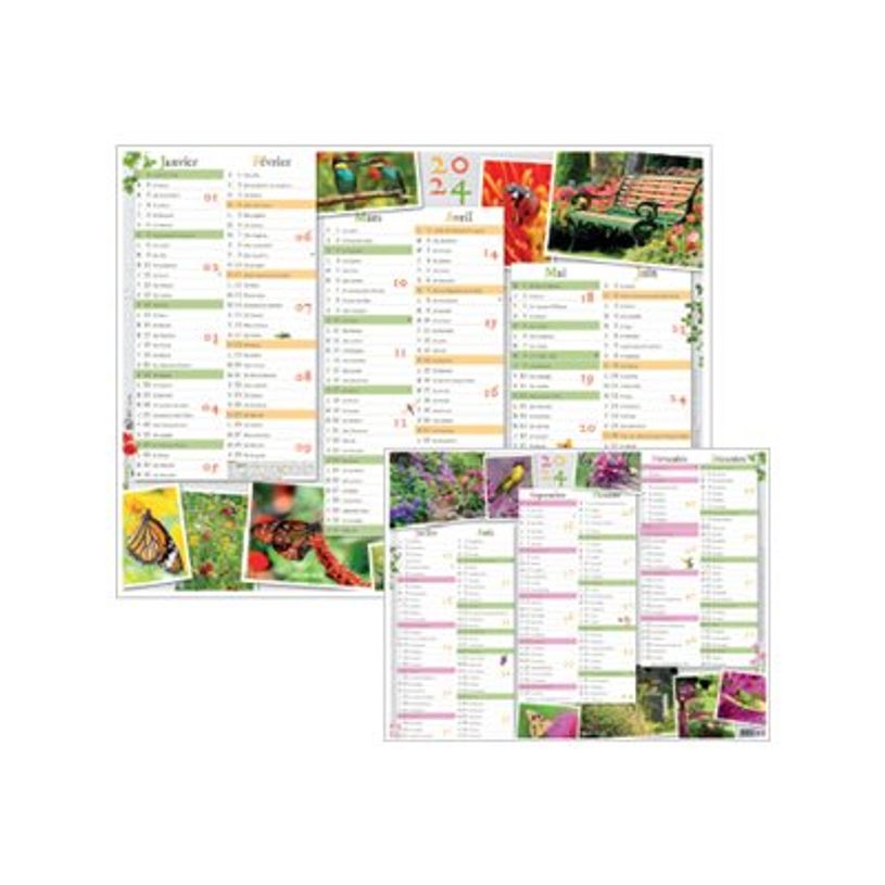 3664447151465-Calendrier Jardin calme - 6 mois par face - 32 x 42 cm - Oberthur-P_405149373_3-2