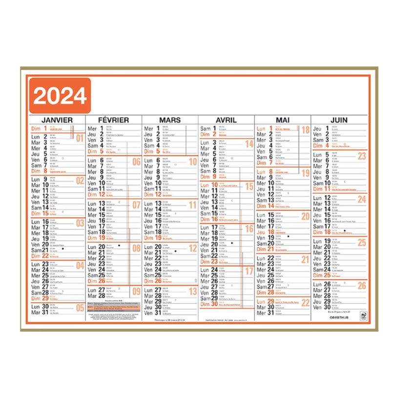 3664447154541-Calendrier Classique - 6 mois par face - 7,7 x 10,6 cm - Oberthur-P_405149375_2-1