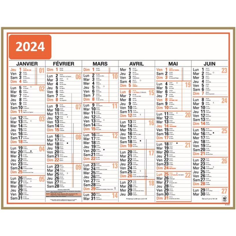 3664447154558-Calendrier Classique - 6 mois par face - 13,5 x 17,5 cm - Oberthur-P_405149376_1-0