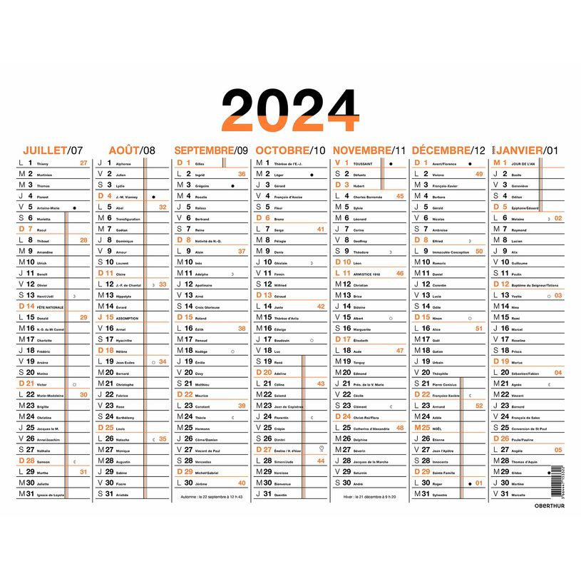 3664447154787-Calendrier Fluo - 7 mois par face - 32 x 42 cm - orange - Oberthur-P_405149396_2-1