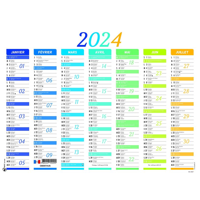 3664447152288-Calendrier Nuance - 7 mois par face - 21 x 26,5 cm - Oberthur-P_405149401_1-0