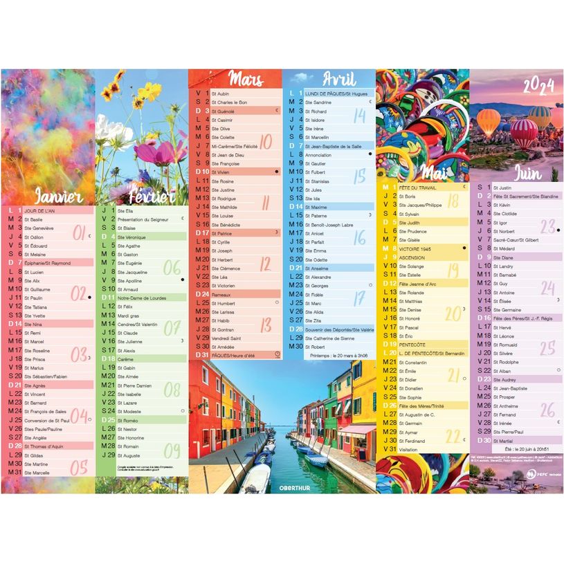3664447151335-Calendrier Color Story - 6 mois par face - 32 x 42 cm - Oberthur-P_405149410_1-0