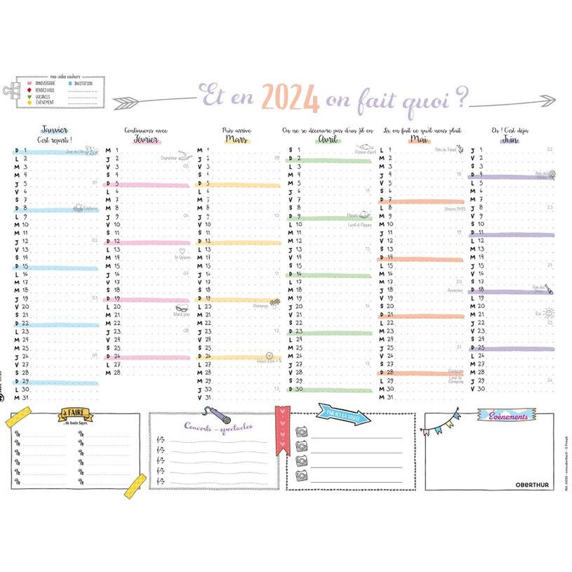 3664447154879-Bullet Calendrier - 6 mois par face - 40,5 x 55 cm - Oberthur-P_405149414_1-0