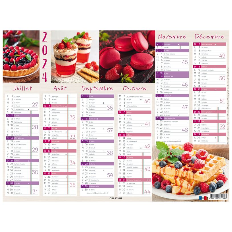 3664447151380-Calendrier Fruits - 6 mois par face - 21 x 26,5 cm - Oberthur-P_405149415_2-1