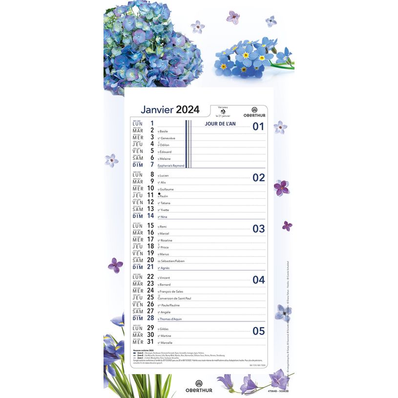 3664447162034-Calendrier mensuel en papier sur plaque nova - 16 x 33 cm - différents modèles disponibl-P_405149423_2-1