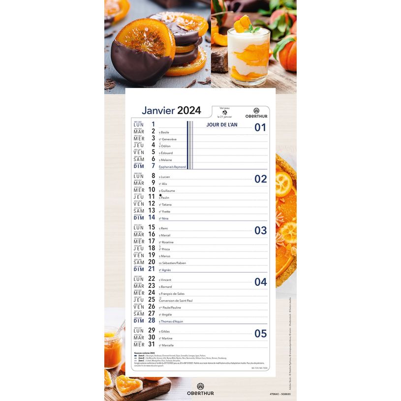3664447162034-Calendrier mensuel en papier sur plaque nova - 16 x 33 cm - différents modèles disponibl-P_405149423_3-2