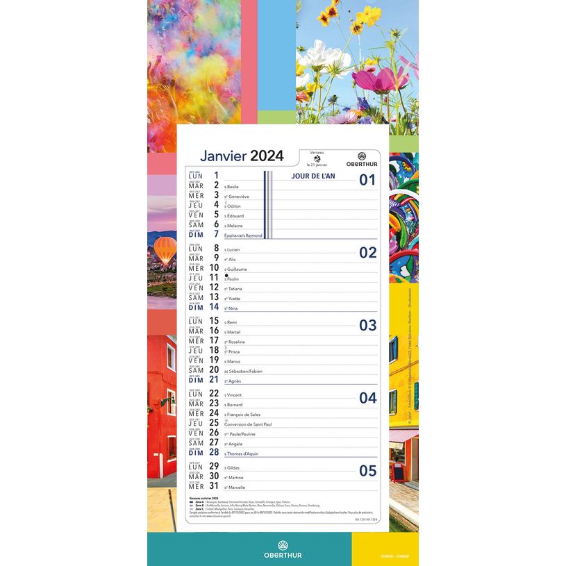 3664447162034-Calendrier mensuel en papier sur plaque nova - 16 x 33 cm - différents modèles disponibl-P_405149423_4-3