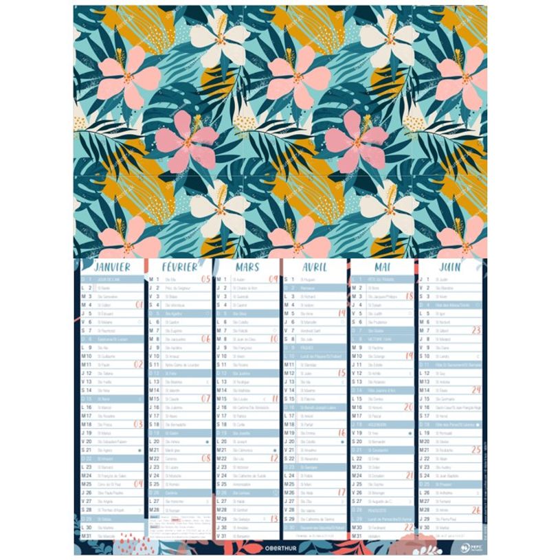 3664447154831-Calendrier Poster or - 6 mois par face - 21 x 26,5 cm - Oberthur-P_405149427_1-0