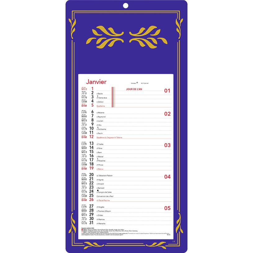 3664447152585-Calendrier mensuel en papier sur plaque skytos - 16 x 33 cm - disponible dans différentes-P_405149437_1-0