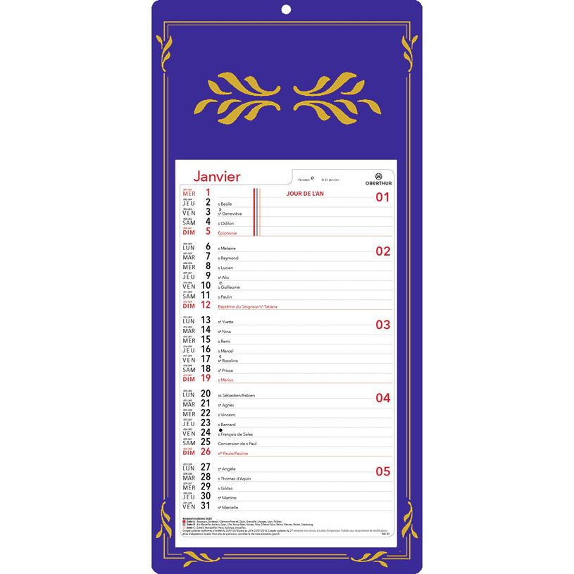 3664447152592-Calendrier mensuel en papier sur plaque skytos - 20 x 41 cm - disponible dans différentes-P_405149438_1-0