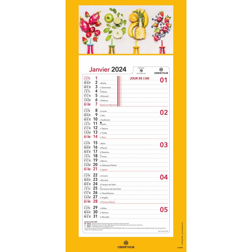 3664447162157-Calendrier mensuel en papier sur plaque illustrée - 16 x 33 cm - différents modèles dis-P_405149441_2-1