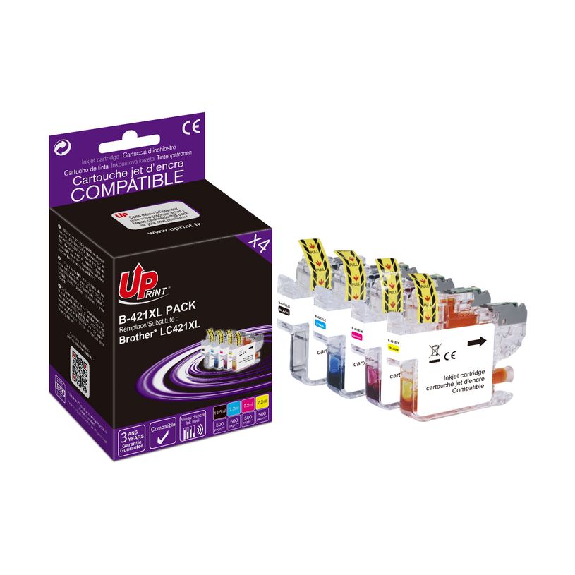 3584770912123-Cartouche compatible Brother LC421XL - pack de 4 - noir, cyan, magenta, jaune - Uprint-P_405149485_1-0
