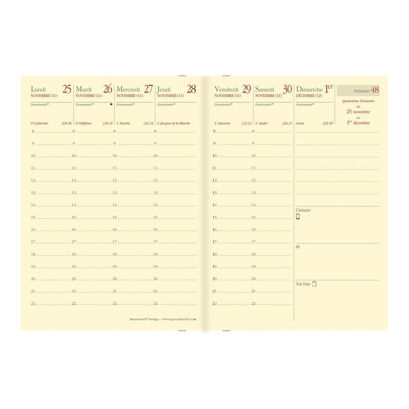 3371010480692-Quo Vadis - Agenda avec répertoire - Randonnée Prestige - Semainier Planning - Français - Impala - Bleu - 14 mois de d