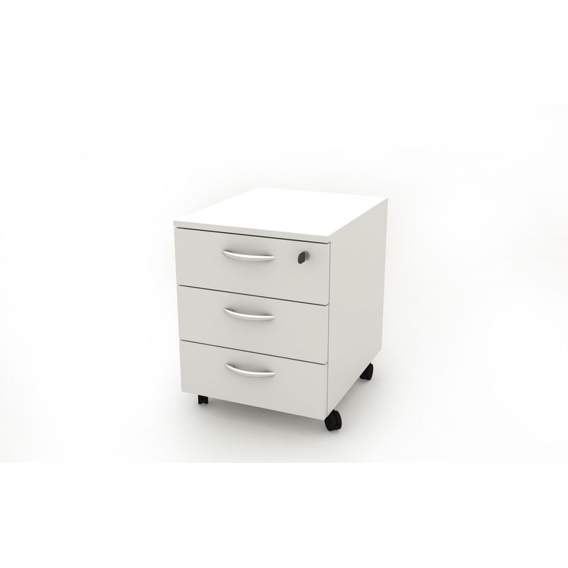 7331910015277-Caisson mobile - 3 tiroirs - L41xP50xH52,2 cm - structure blanche, façade blanche-P_405149640_1-0