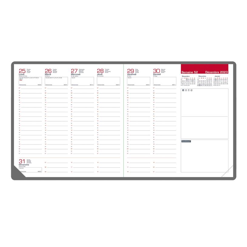 3147280268151-Agenda Voyage - 1 semaine sur 2 pages - 16 x 16 cm - rouge - Oxford-P_405149709_2-1