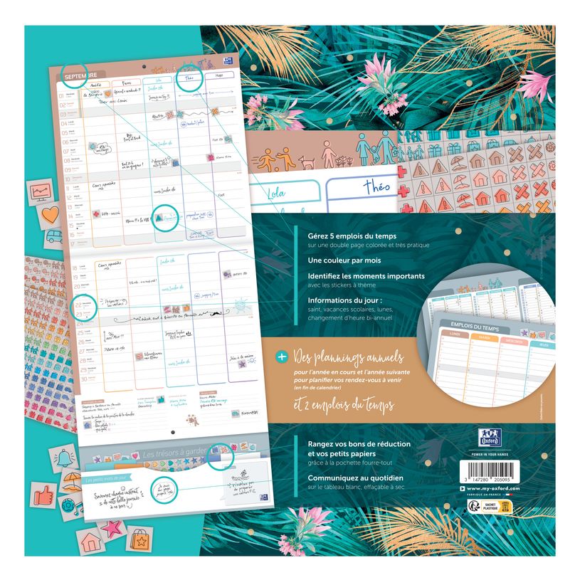 3147280267734-Calendrier Oxford &Me - 1 mois sur 2 pages - 30 x 30 cm - tropical-P_405149745_5-4