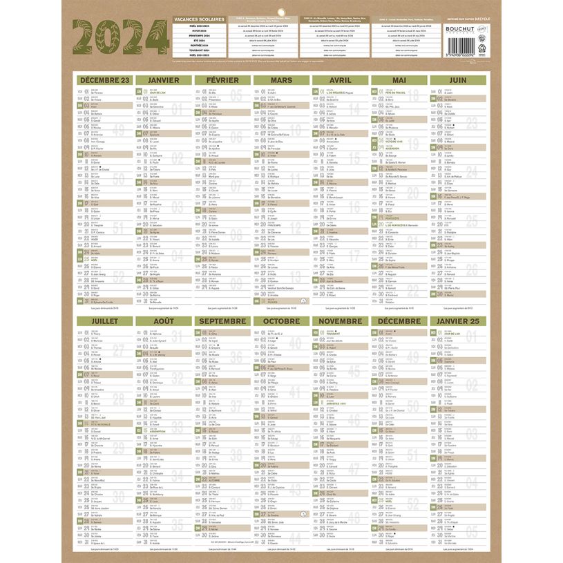 3592930022292-Bouchut Natura - Calendrier bancaire vertical - 43 x 55 cm - 12 mois sur 1 face - beige-P_405149829_1-0