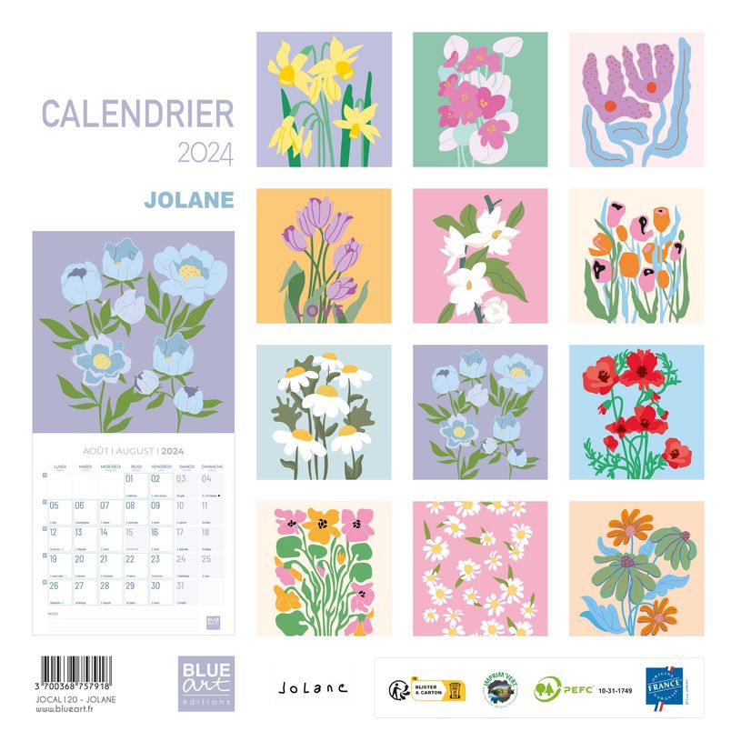 3700368757871-Blue Art Jolane - Calendrier illustré mensuel - 30 x 30 cm-P_405150208_1-0