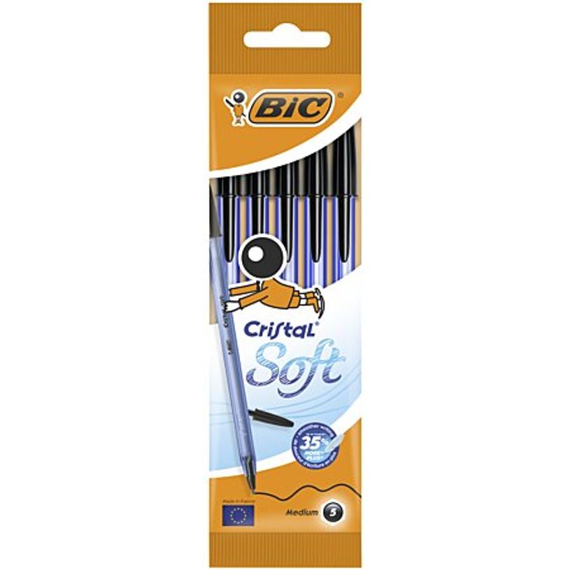 3086123438163-BIC Cristal - Lot de 5 stylos à bille - noir - 1,2 mm - pointe moyenne-P_405150240_1-0