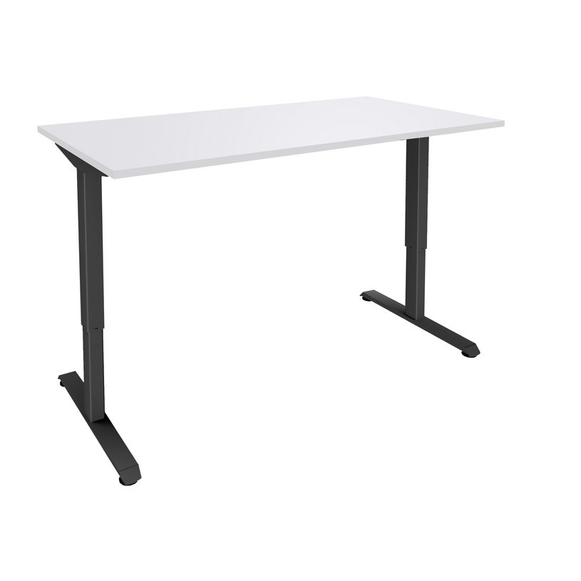 3253310399303-Bureau LEVEL - Bureau éléctrique - L140 - pied carbone - plateau Blanc perle-P_405150712_1-0