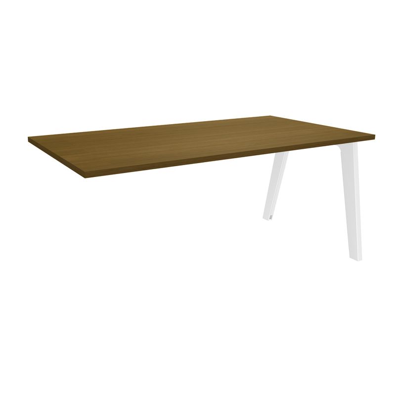 3253310285170-Bureau simple STEELY - L140 cm - Bureau suivant - Pieds blanc - plateau imitation noyer-P_405150748_1-0