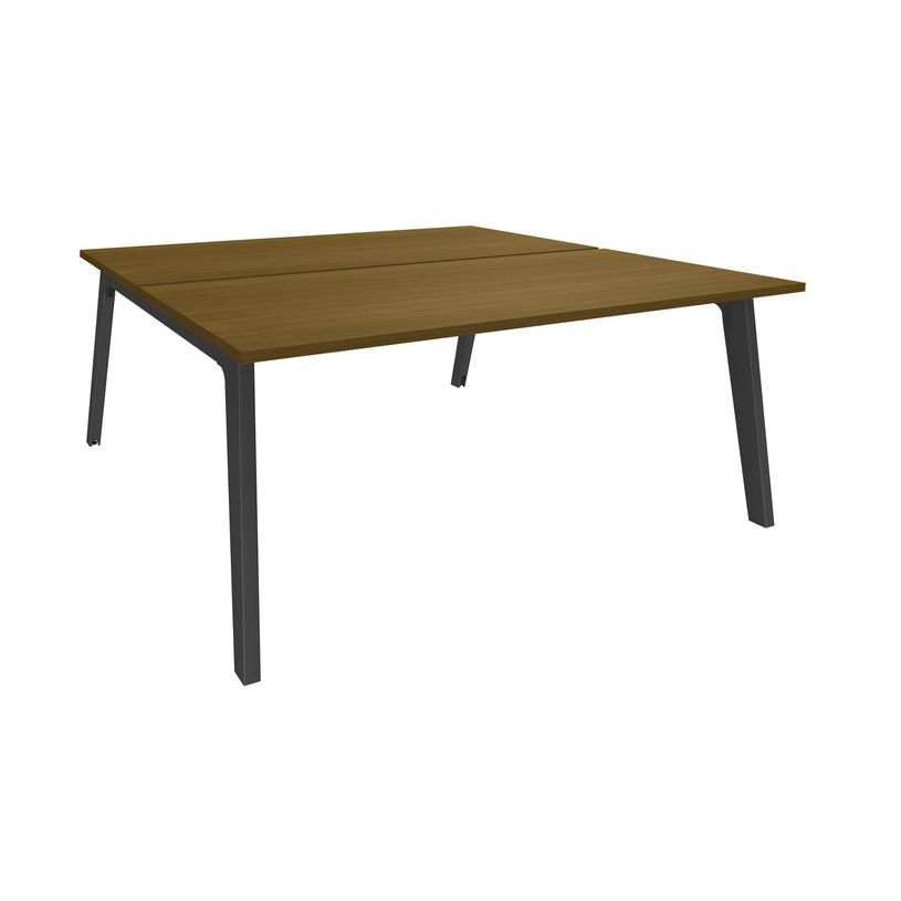 3253310481176-Bureau double STEELY - L140 cm - Bureau de départ - Pieds carbone - plateau imitation noy-P_405150755_1-0