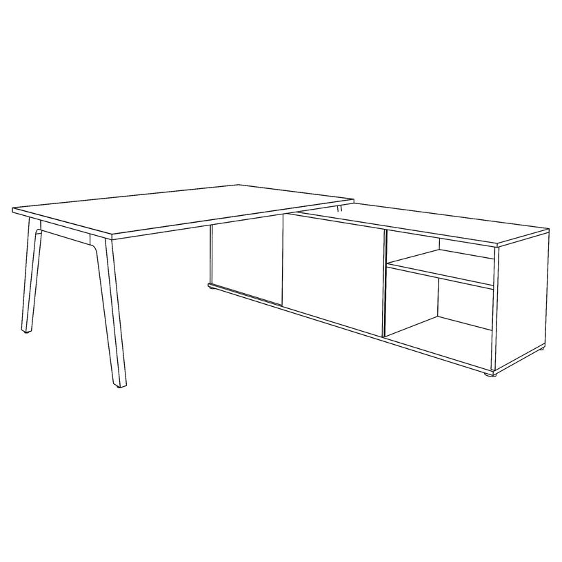 3253310362284-Bureau STEELY Manager - L180 x P100 x H72,5 cm - console retour à droite (2 tiroirs) L200 x P60 x H72,5 cm - pieds car-P_405150771_4-3