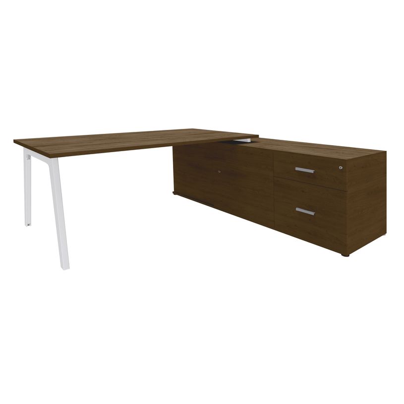 3253310362321-Bureau STEELY Manager - L180 x P100 x H72,5 cm - console retour à droite (2 tiroirs) L200 x P60 x H72,5 cm - pieds b-P_405150772_1-0