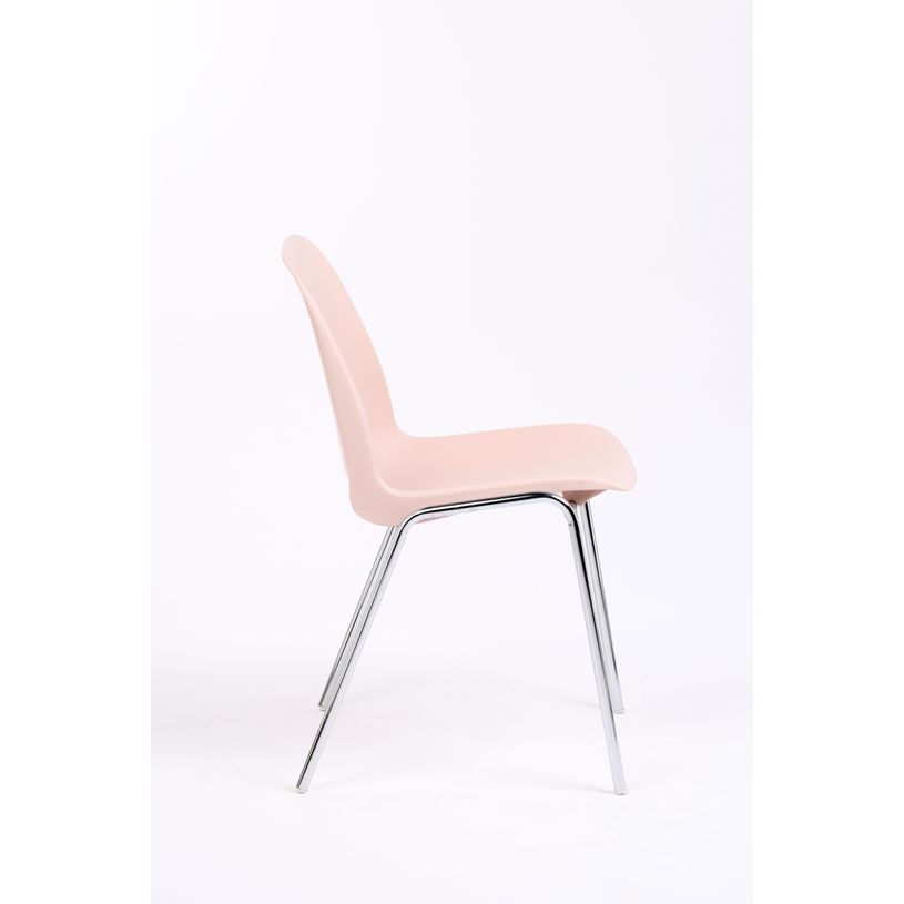 3760185020350-Chaise CHARLOTTE - pieds chromés sans accroche - Rose poudré--3