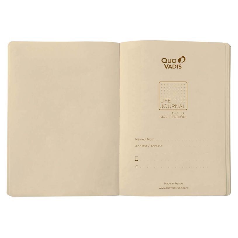 3371010479610-Quo Vadis - Carnet Bullet journal - Multilingue - Life Journal - Rose clair - Pages Points (dots) - 15x21 cm - Papier Clairefontaine kraft - Fabri--3