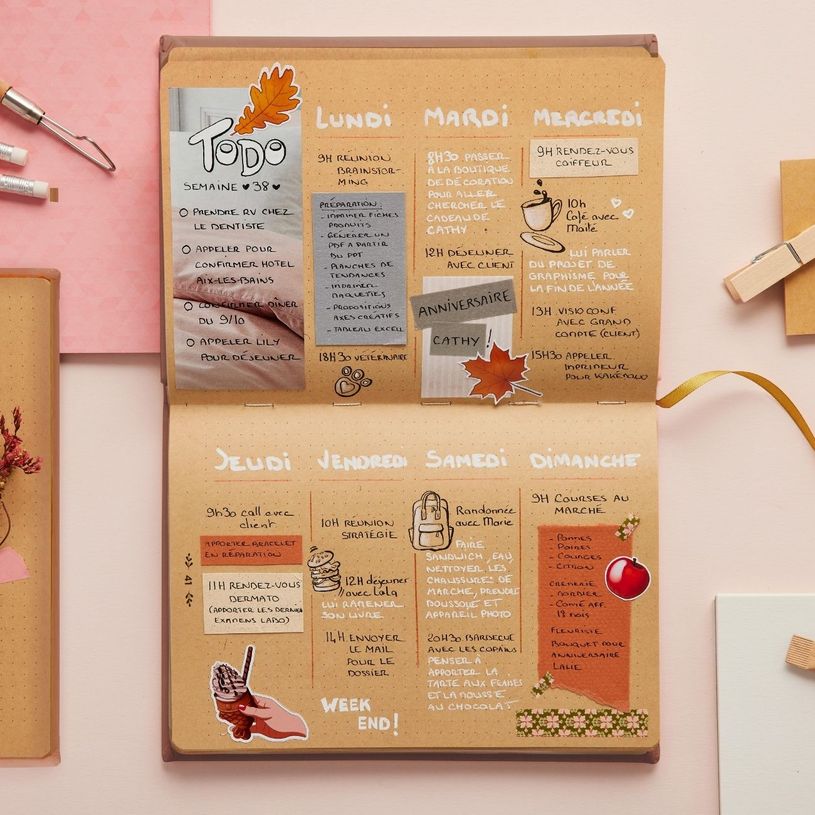 3371010479610-Quo Vadis - Carnet Bullet journal - Multilingue - Life Journal - Rose clair - Pages Points (dots) - 15x21 cm - Papier Clairefontaine kraft - Fabri--5