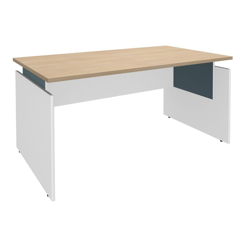 3253310459076-Bureau INEO JET UP Bureau Vallée - Réglable en hauteur - L120 x H74/78/82 x P80 cm - Pieds blanc - plateau imitation c-P_405151987_1-0