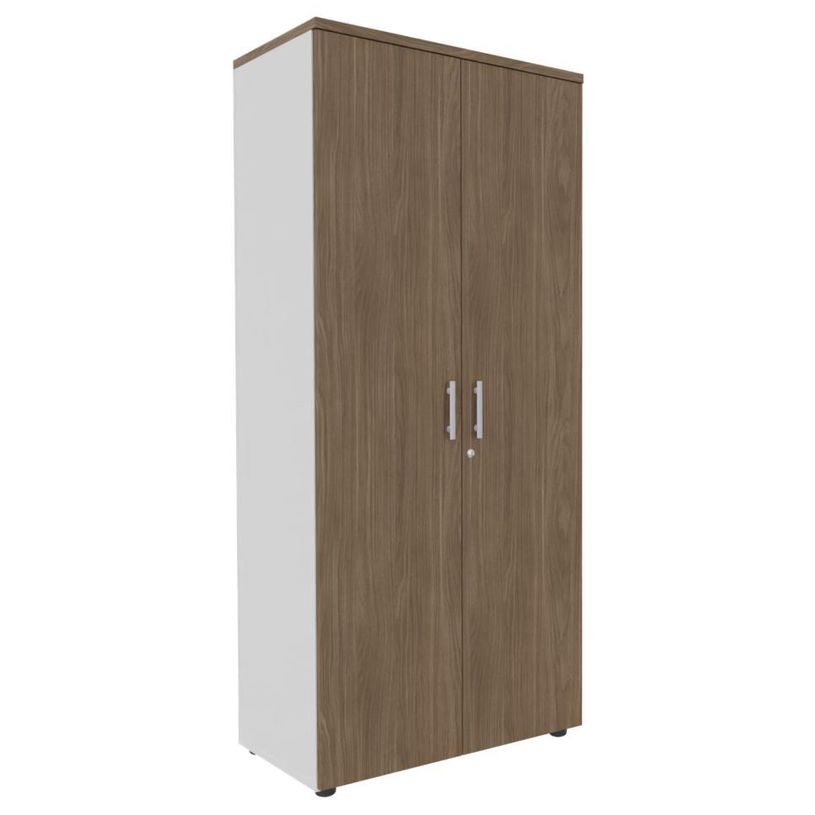 3253310335141-Armoire haute EXPRIM/LOFTER/LEVEL - H180 x L80 x P47 - 2 portes - Corps Blanc perle - Dessus et portes --0