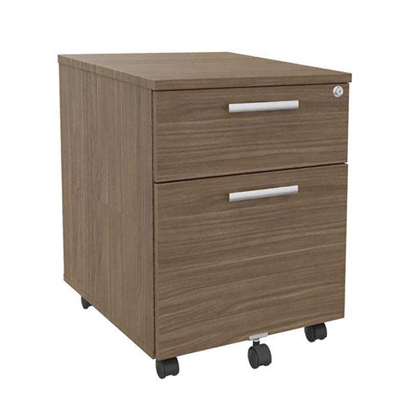 3253310250376-Caisson mobile EXPRIM/LOFTER/LEVEL - L43 x H56 x P60 cm - 2 tiroirs dont 1 DS - Imitation noyer--0