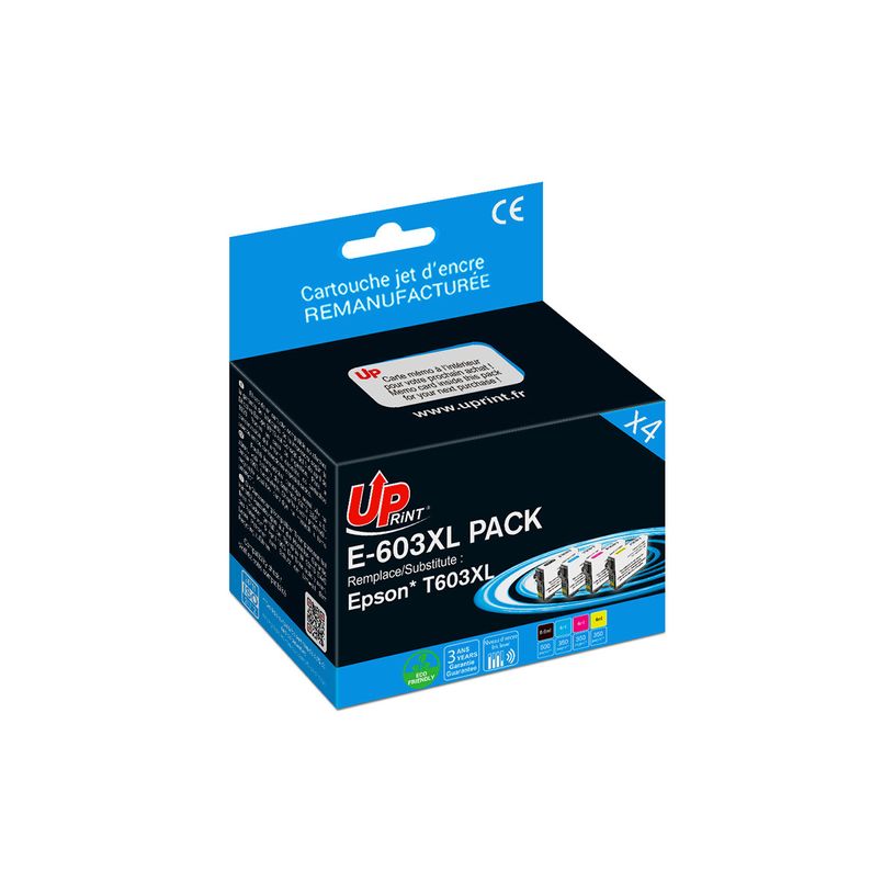 3584770904647-Cartouche remanufacturée Epson 603XL Etoile de mer - pack de 4 - noir, cyan, magenta, jaune - Uprint--0