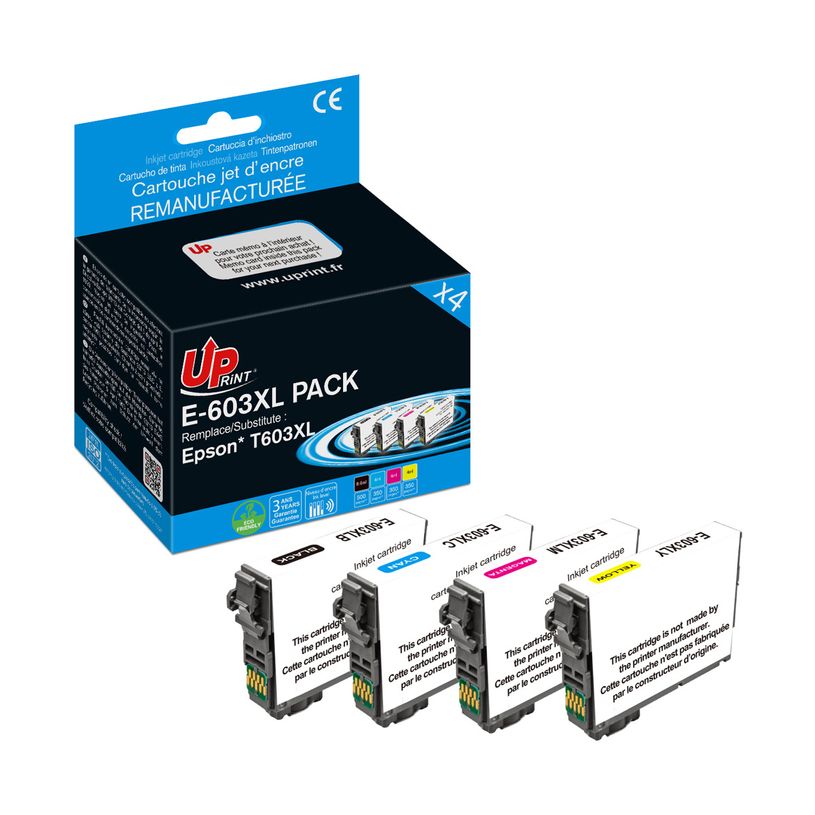 3584770904647-Cartouche remanufacturée Epson 603XL Etoile de mer - pack de 4 - noir, cyan, magenta, jaune - Uprint--2